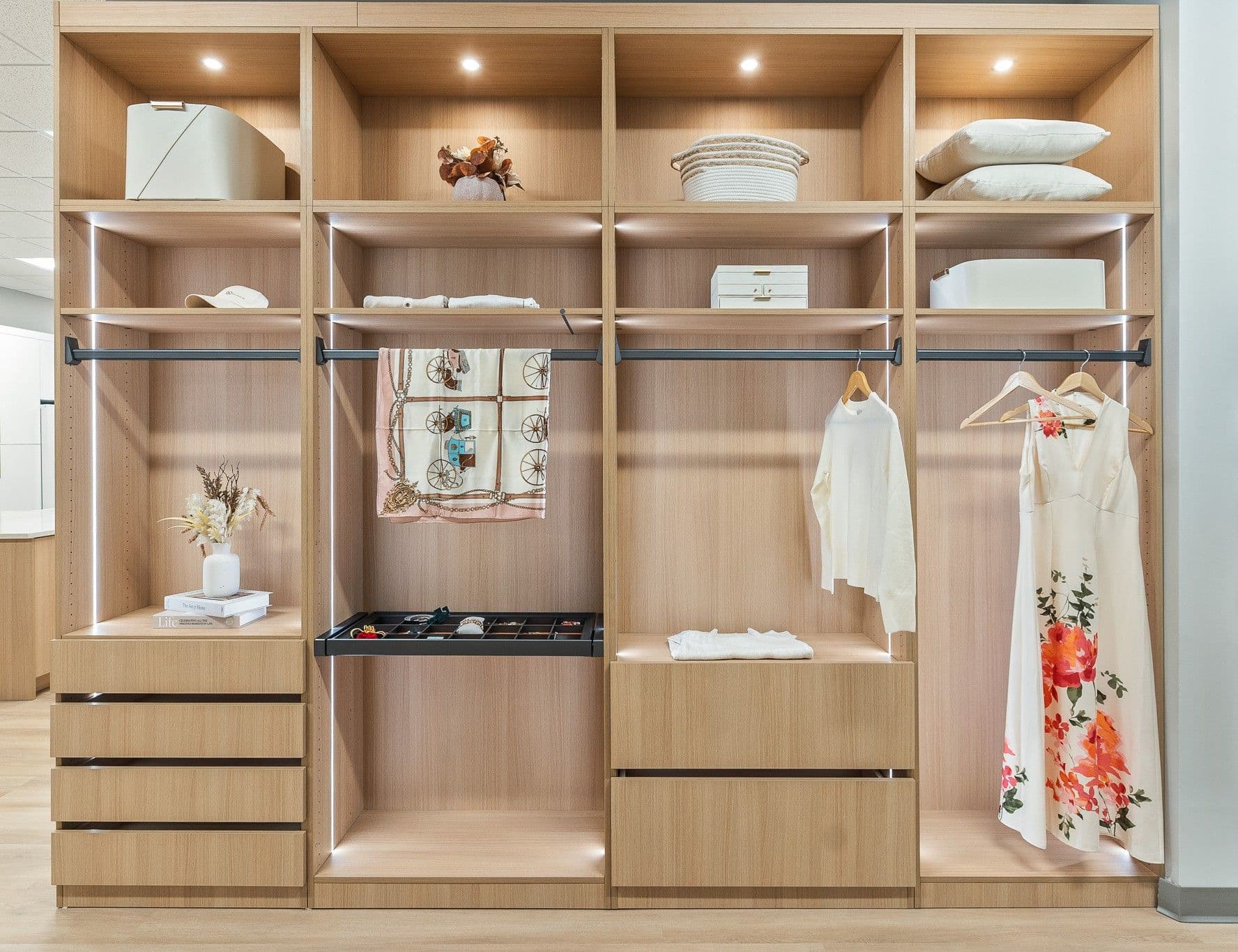 A custom closet by EZPro Kitchen & Baths.