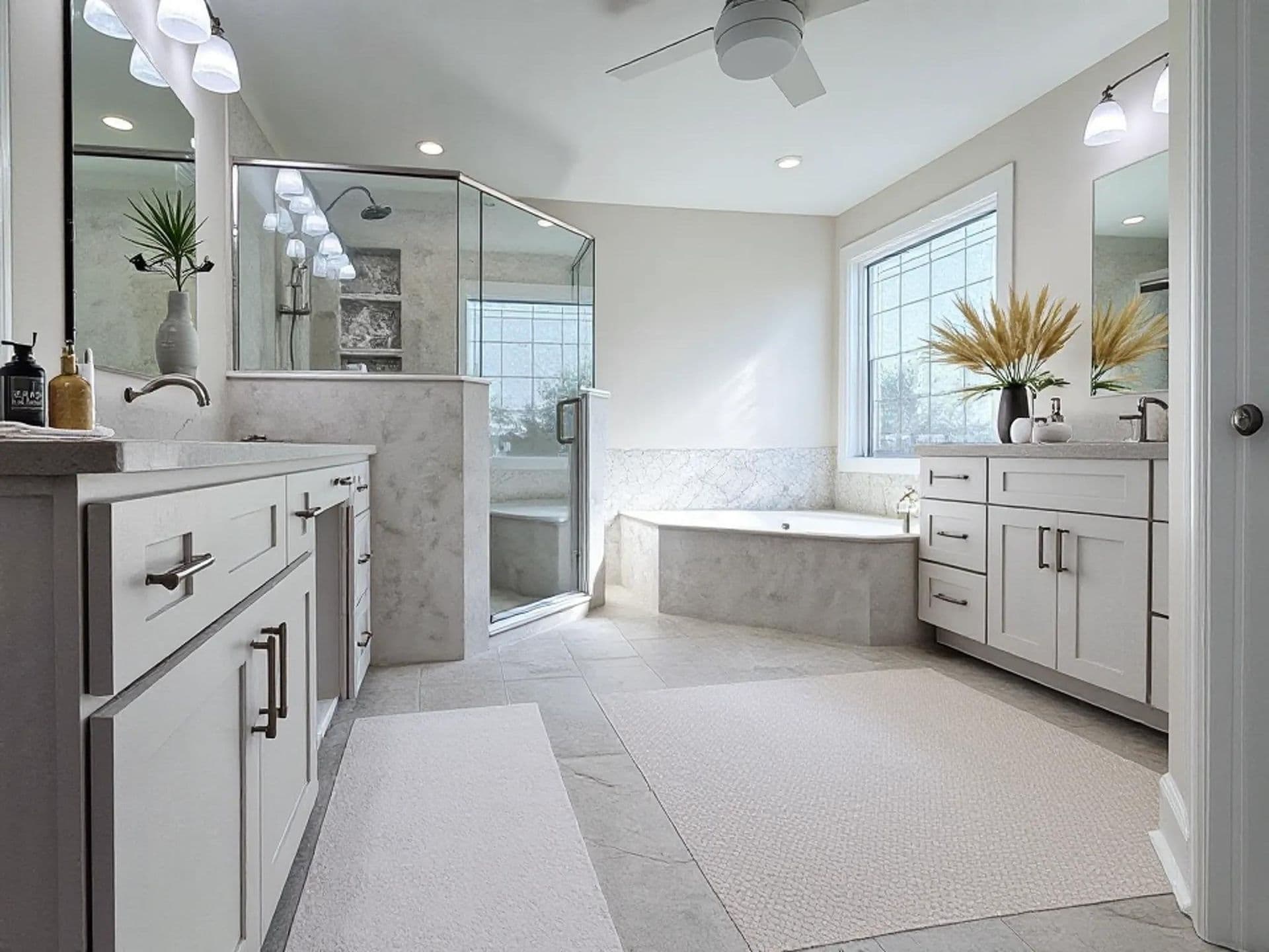 Light grey full bathroom remodel
