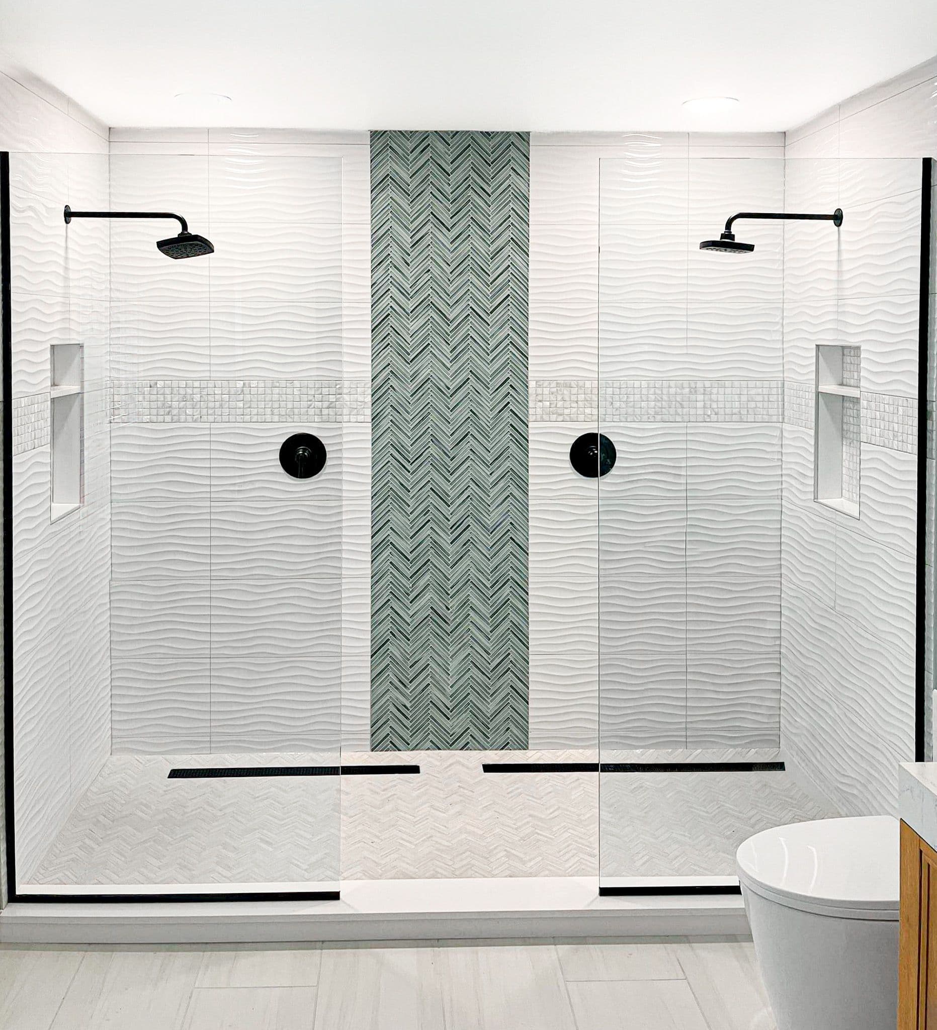 Custom Tile Dual Head Shower